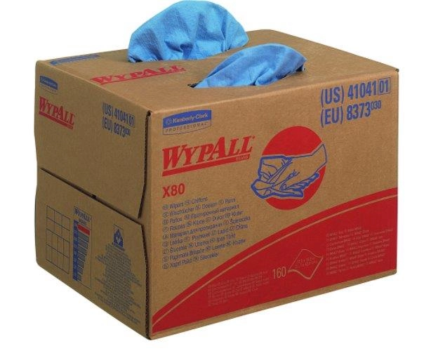 Kimberly Clark Wypall X80 1 laags poetsdoek in draagdoos blauw 160 doeken