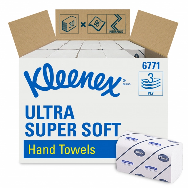 Kimberly Clark Kleenex papierenhanddoeken Ultra supersoft, intervouw 3-laags, 2880 vel