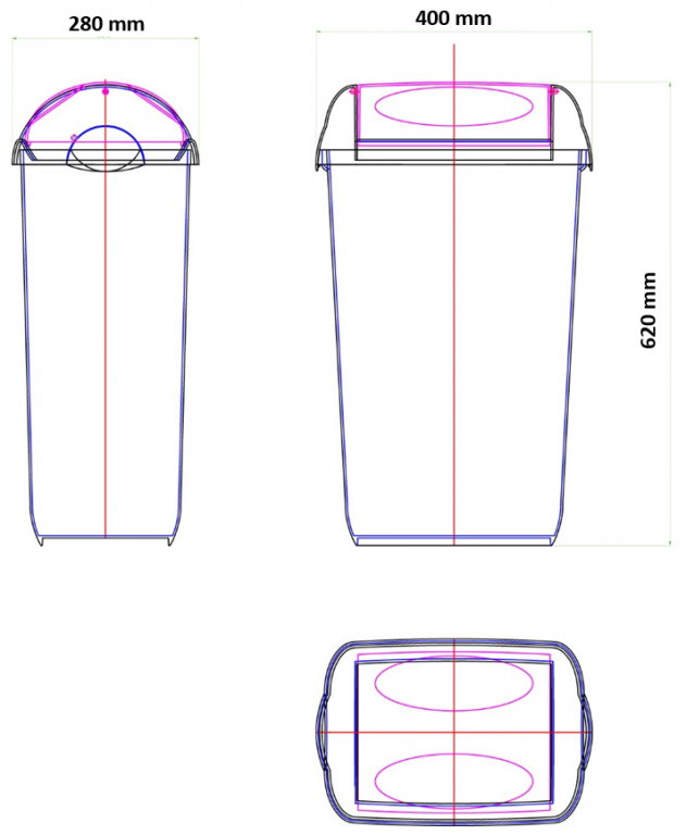 123toilet PlastiQ Afvalbak 43L met swingdeksel Wit, foto 2 van 2