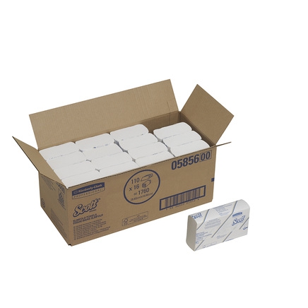 Kimberly Clark Scott 1 laags Slimfold intervouw handdoek wit 110 vel, foto 2 van 2