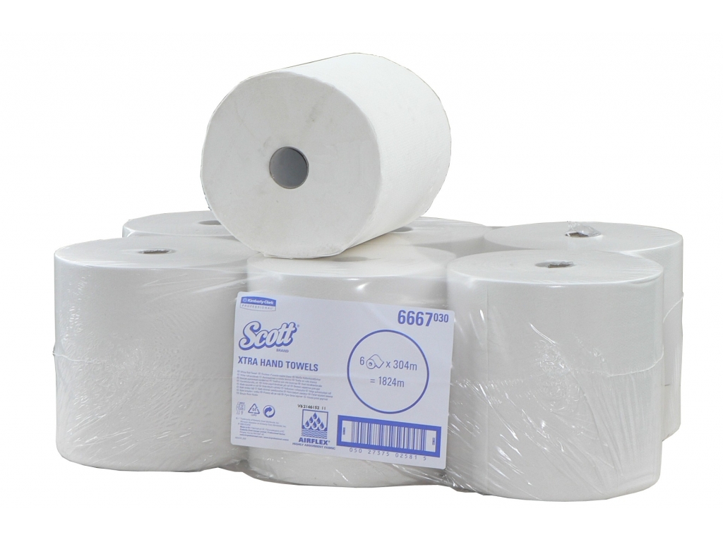 Kimberly Clark Scott Slimroll XL handdoeken 1 laags wit 6 x 190 meter, foto 2 van 2